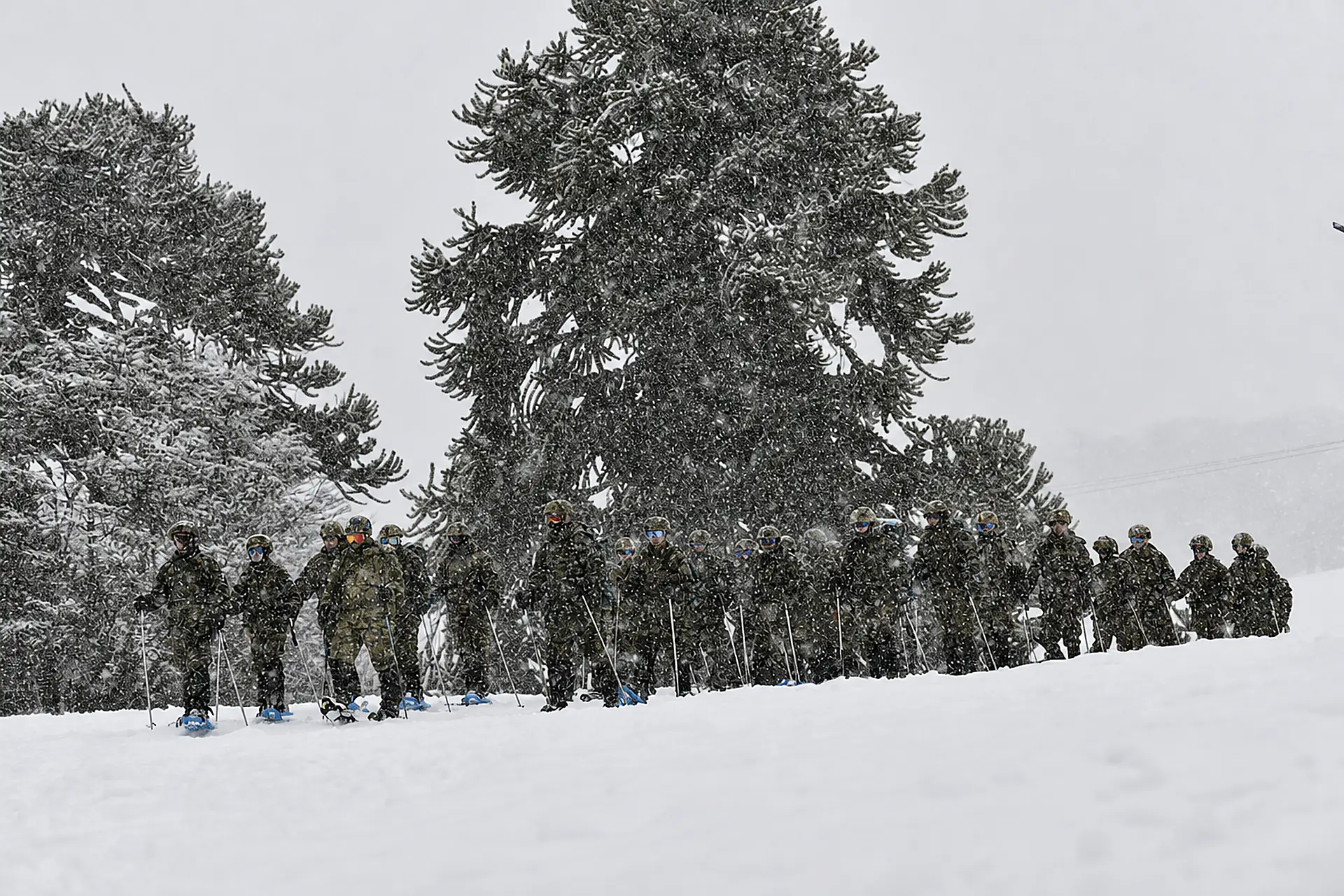 Alumnos de la Escuela Militar en instrucción de montaña